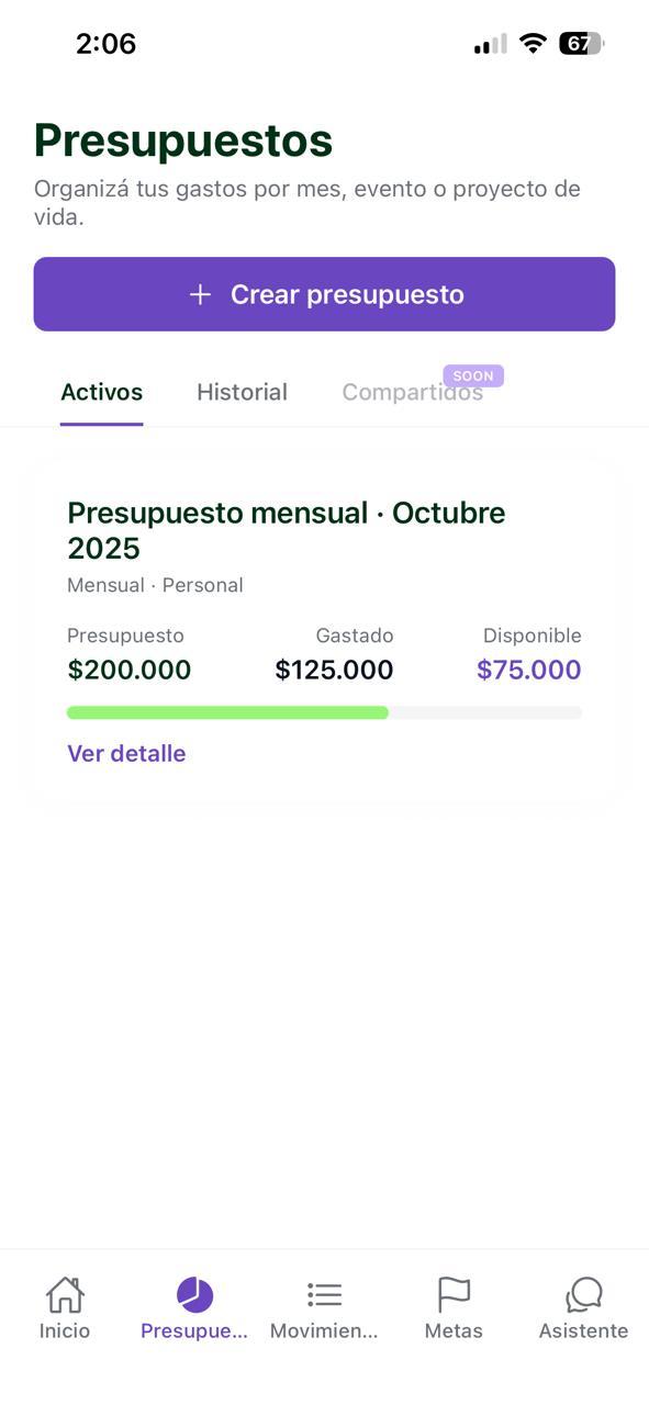 Presupuestos por categoría en Finanzalia — app de finanzas personales y control de gastos